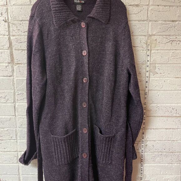 Style&CO Oversized Cozy Purple Cardigan XL - Picture 2 of 9